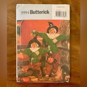 Uncut Butterick 3994 (2003) kids Halloween scarecrow costume, ff sewing pattern